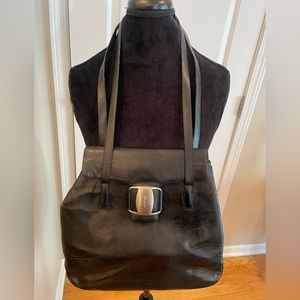 Salvatore Ferragamo vintage black leather shoulder handbag ***price reduced***